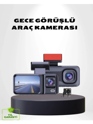 ® Üç Kameralı Dash Cam 170° Geniş Açılı Full HD Gece Görüşlü