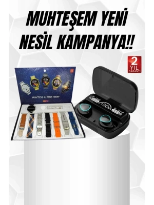 ® Ucuz Kaliteli Yeni Nesil 7 Kordonlu Akıllı Saat ve Kablosuz Bluetooth Kulaklık ANC Özelliği