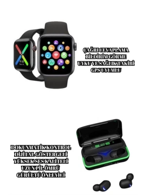 ® Ucuz ve Kaliteli Kulaklıklı Saat Seti Bluetooth Bağlantılı Akıllı Saat ve Kulaklık