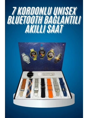 ® Unısex Yuvarlak Ekranlı 7 Kordonlu Akıllı Saat GPS Destekli Çoklu Kordon Seçeneği