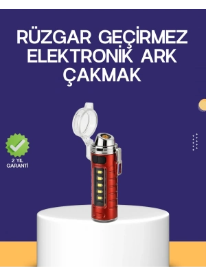 ® USB Şarjlı Rüzgar Geçirmez Elektrikli Çakmak El Fenerli