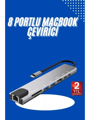 ® Usb Type-c Hub Dönüştürücü Çevirici Çoklayıcı Macbook Çevirici 8 Portlu