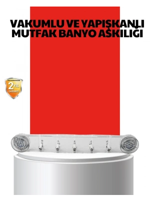 ® Vakumlu ve Yapışkanlı Mutfak Banyo Askılığı 5 Bölmeli Pratik Düzenleyici