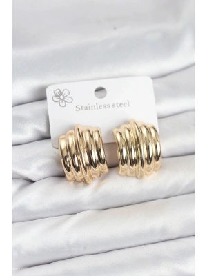® Vintage Model 316L Çelik Gold Renk Kadın Küpe