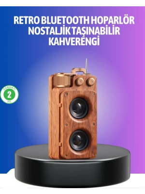 ® Vintage Tasarımlı Bluetooth Hoparlör Uzun Pil Ömürlü ve FM Destekli