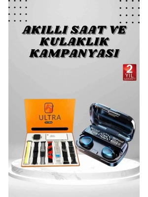 ® Yeni Model Akıllı Saat ve Kulaklık Kampanyası Nabızz Ölçer Bluetooth Bağlantılı Uzun Pil Ömrü