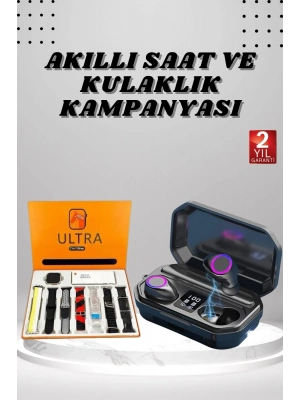 ® Yeni Nesil Akıllı Saat ve Bluetooth Kulaklık Kampanyası Dijital Göstergeli Powerbankli