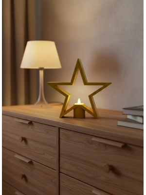 ® Yıldız Şeklinde Sarı Mumluk Loş Işık Ev Aksesuarı