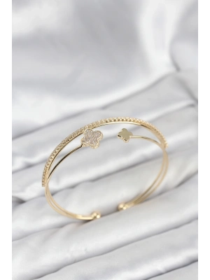 ® Yonca Model Pirinç Gold Renk Kadın Bileklik