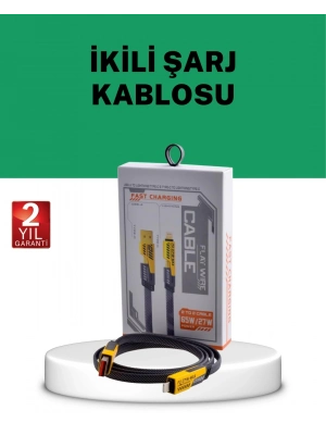 ® Yüksek Hızlı 65W Güç Çıkışlı Çoklu Cihaz Uyumlu Şarj Kablosu