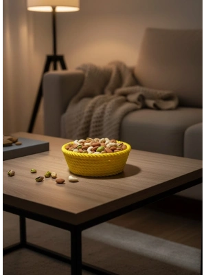 ® Yuvarlak Çerezlik Sarı Canlı Renkli Dekoratif Sunum Kasesi