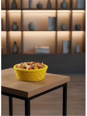 ® Yuvarlak Çerezlik Sarı Şık Tasarım ve Kompakt Boyut