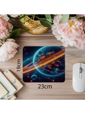 Bilimkurgu Temalı Uzay İstasyonu Mouse Pad - 19x23 cm 2 mm Dikdörtgen İthal Baskılı Mouse Pad