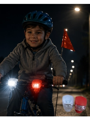 Bisiklet Ön Arka Işık Seti Silikon Çakar LED Güvenlik Lambası