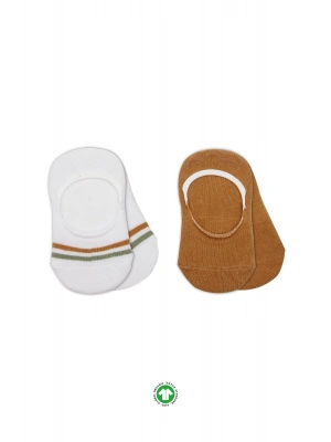 Bistyle 2Li Penye Babet Silikon Çemberli Çorap 30102 Hardal Beyaz