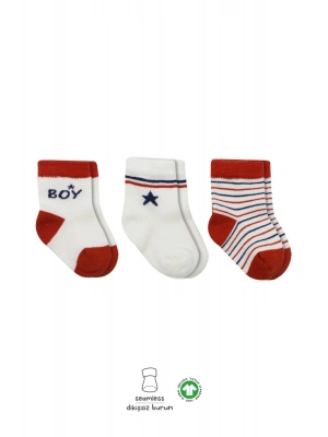 Bistyle 3Lü Penye Boy And Girl Soket Çorap BS10114 Kırmızı