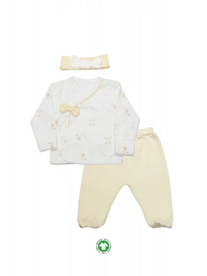 Bistyle 3lü Zıbın Takım Welcome Baby Duck 13104 Sarı-Ekru