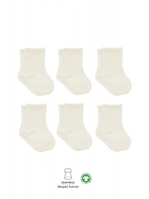 Bistyle 6Lı Basic Penye Soket Çorap 10101 Ekru