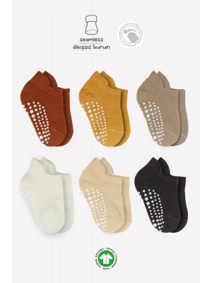 Bistyle 6Lı Sneakers Kaymaz Penye Çorap BS20102 Toprak