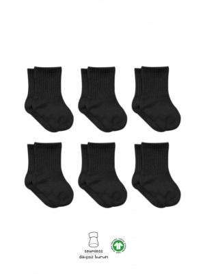 Bistyle 6lı Penye Düz Soket Çorap BS6008 Siyah