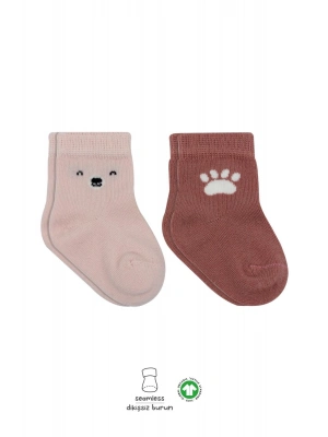 Bistyle Bear Penye Soket Çorap 2Li BS10116 Pembe