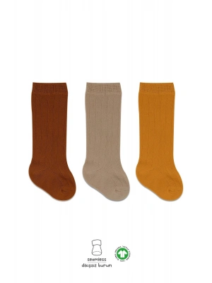 Bistyle Derby Dizaltı Çorap 3Lü BS40101 Hardal Bej Kremit