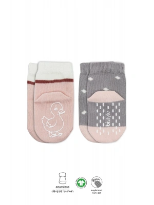 Bistyle Hayvan Figür Kaymaz Kız Soket Çorap 2Li BS10120 Gri
