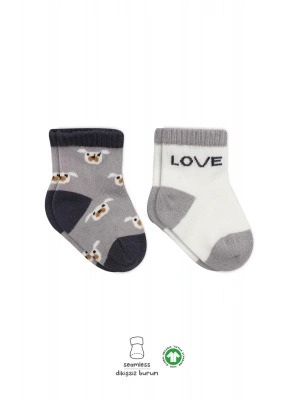 Bistyle Love Dog Penye Soket Çorap 2Li BS10118 Gri