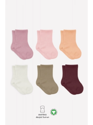Bistyle Mix Penye Soket Çorap 6Lı BS10101M Gül Kurusu