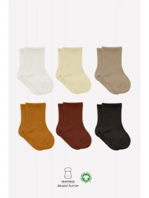 Bistyle Mix Penye Soket Çorap 6Lı BS10101M Toprak