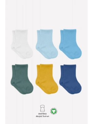 Bistyle Mix Penye Soket Çorap 6Lı BS10101M Turkuaz