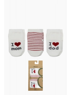 Bistyle Mom Dad 3Lü Penye Soket Çorap 10123 Ekru