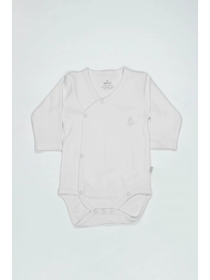 Bistyle Organik Natural Basic Style Kruvaze Uzun Kol Body BS17102 Beyaz