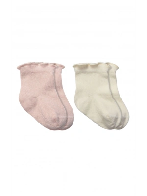 Bistyle Overlok Style Penye Soket Çorap 2li 10153 Pudra
