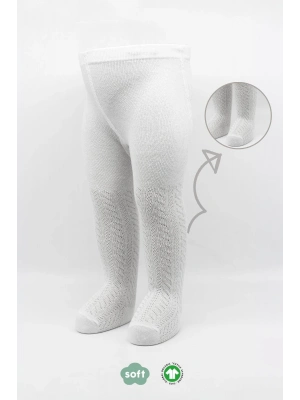 Bistyle Tekli Zikzak Kabartma Penye Külotlu Çorap BS50108 Beyaz