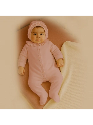 Bistyle Yenidoğan Tulum Battaniye Prıncess 13115 Ekru Gül Kurusu