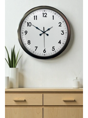 ® Black Classic 52 Cm Metal Modern Ve Şık Duvar Saati