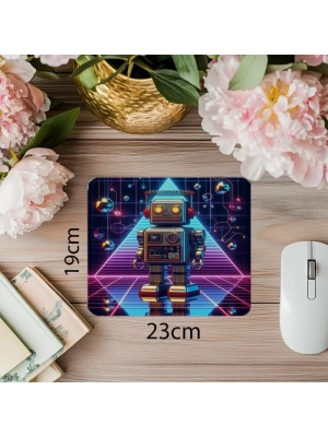 Blinking Robot Temalı Oyuncak Mouse Pad - 19x23 cm 2 mm Dikdörtgen İthal Baskılı Mouse Pad