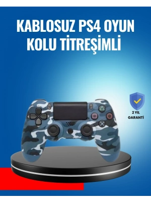 Bluetooth Kablosuz PS4 Gamepad Çift Motorlu Siyah Controller