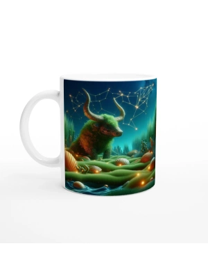 Boğa Burcu Baskılı Kahve Kupası - Astral Denizaltı Dünyası Vs4