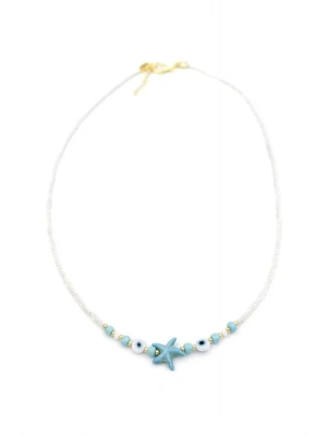 Boncuk Deniz Yıldzı Kolye - Beyaz