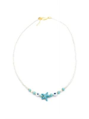 Boncuk Deniz Yıldzı Kolye - Beyaz