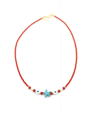 Boncuk Deniz Yıldzı Kolye - Kırmızı