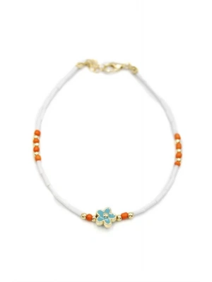 Boncuklu Çiçek  Halhal - Mavi