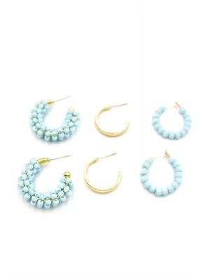 Boncuklu Küpe Seti - Turkuaz