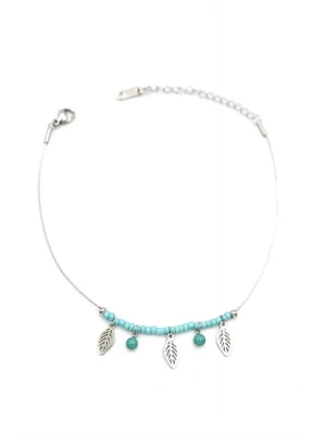 Boncuklu Yonca Halhal - Gümüş