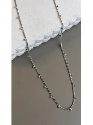 Boncuklu Zincir Kolye - Gümüş