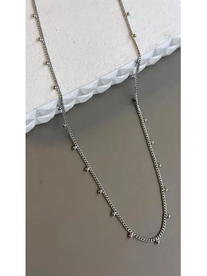 Boncuklu Zincir Kolye - Gümüş