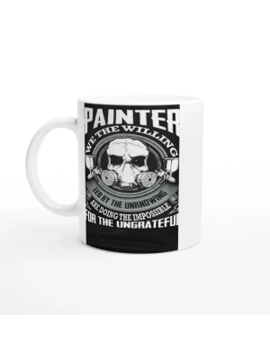 Boya Maskesi ve Kafatası Temalı Cesur Tasarım Kupa Bardak