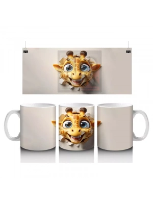 Boynuzlu Gözlüklü Sevimli Zürafa – Baskılı Kahve Kupası